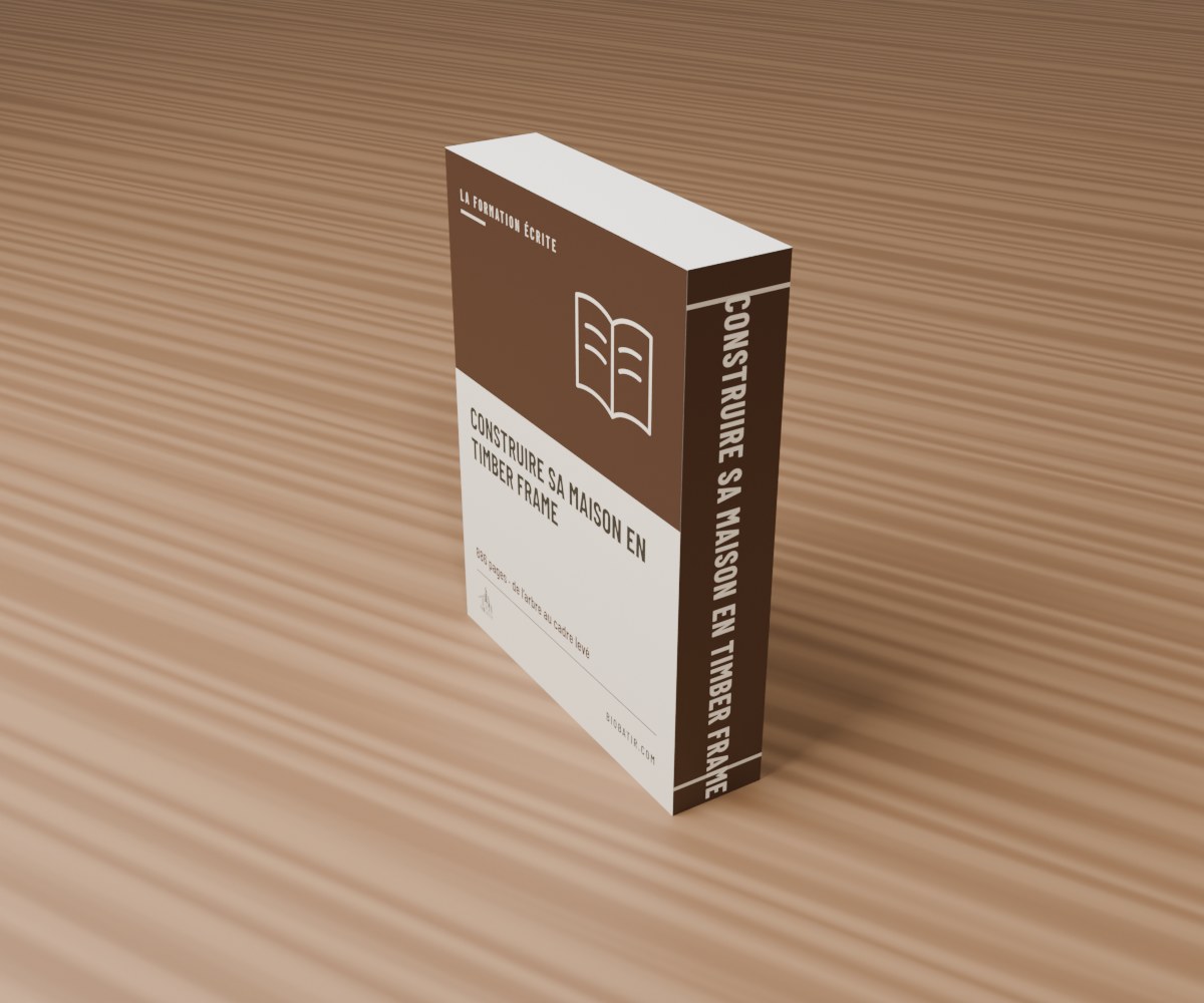 Le livre de la formation écrite, Construire sa maison en timber frame, 886 pages, debout sur une table